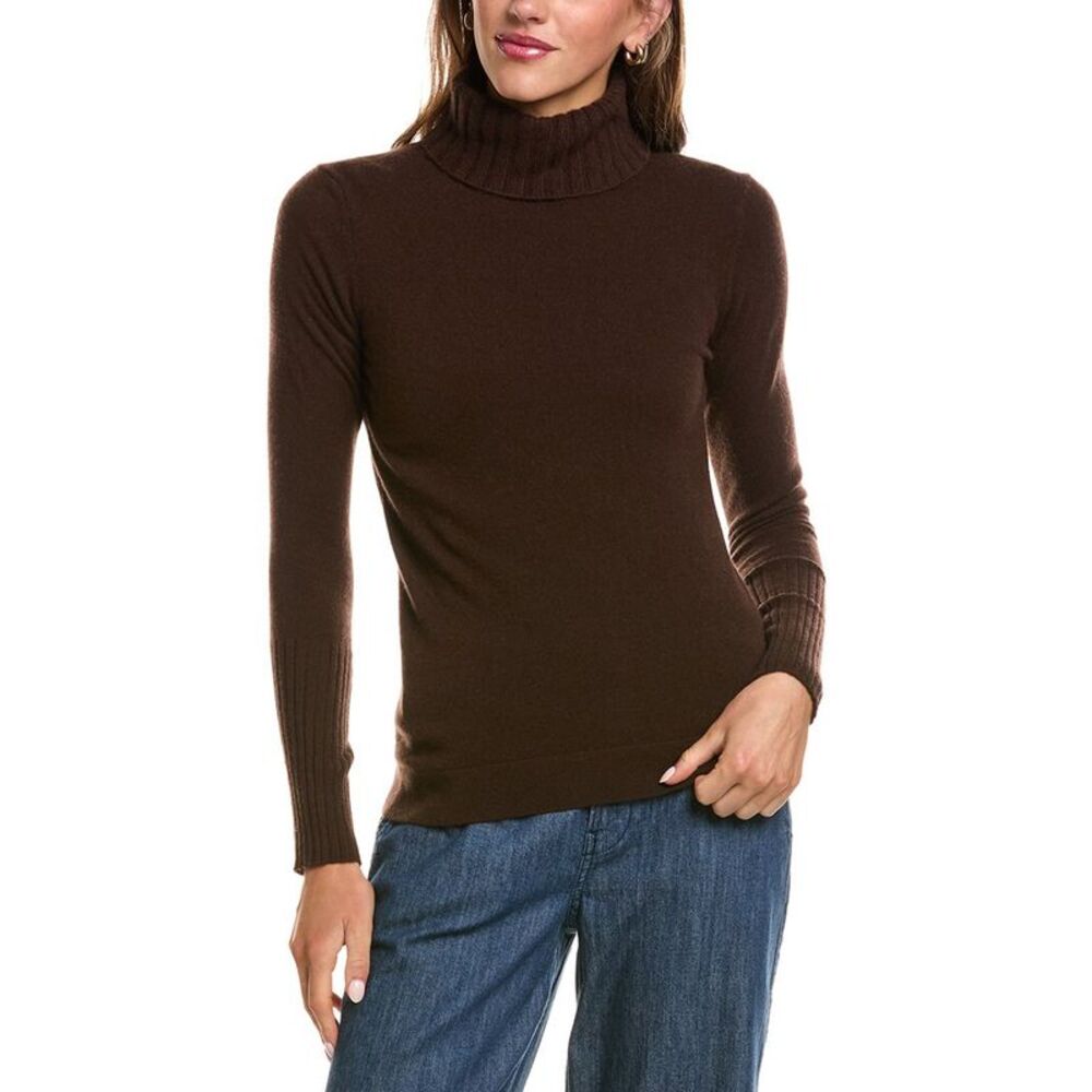 Forte Cashmere Womens  Chunky Trim Turtleneck 100% Cashmere Sweater